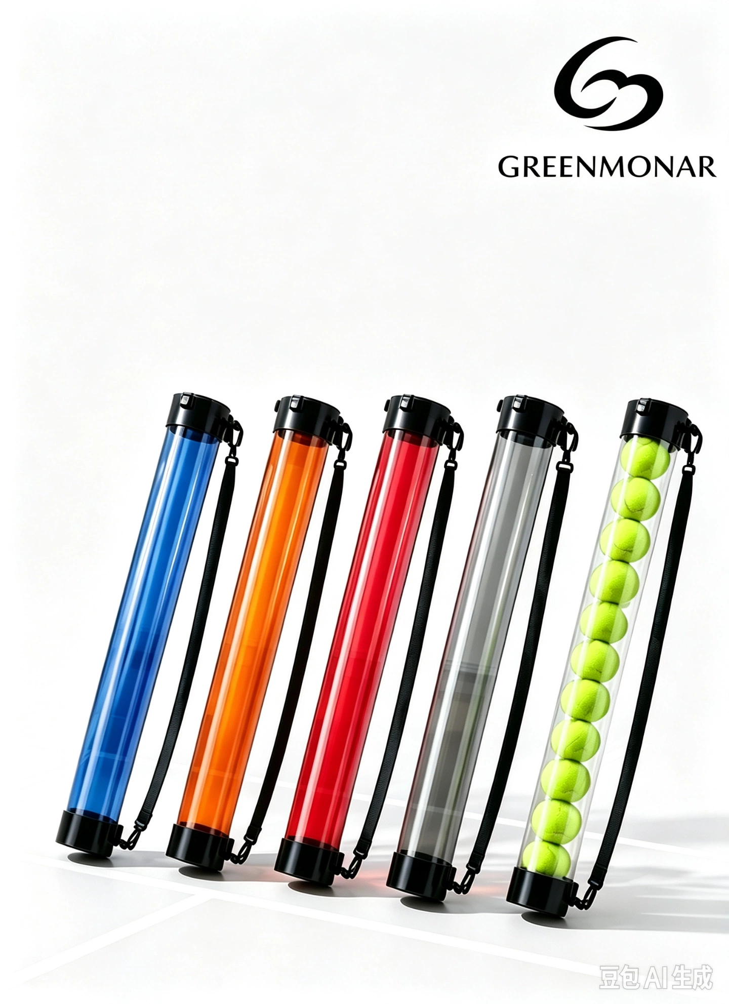 Tennis Ball Pickup Tube, 15 Balls Capacity, Transparent PC Tennis Ball Collector with Strap, Portable Tennis Training Storage Tube