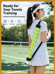 Tennis Ball Pickup Tube, 15 Balls Capacity, Transparent PC Tennis Ball Collector with Strap, Portable Tennis Training Storage Tube
