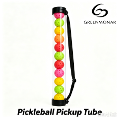 Pickleball Pickup Tube, 12 Balls Capacity, Transparent PC Pickleball Collector with Shoulder Strap, Portable Pickleball Training Storage Tube