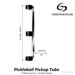 Pickleball Pickup Tube, 12 Balls Capacity, Transparent PC Pickleball Collector with Shoulder Strap, Portable Pickleball Training Storage Tube