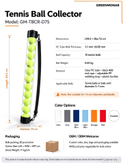 Portable Tennis Ball Collector Tube Pick Up Tool Holds 15 Balls OEM ODM Customization