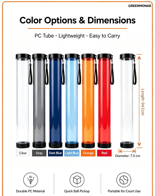 Portable Tennis Ball Collector Tube – Holds 15 Balls