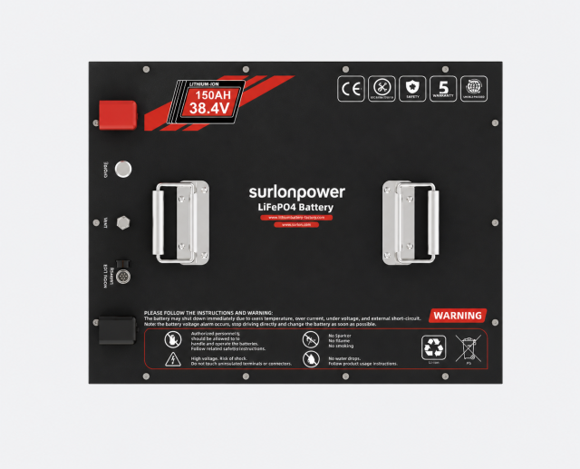 Discover the surlonwpeor 36V 150Ah LiFePO4 floor scrubber battery with 5,760Wh energy, IP65 protection, fast charging, long cycle life, and intelligent BMS.