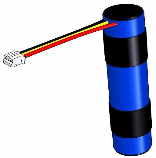 3.6V 2.2Ah 1S1P NCM lithium battery pack with blue PVC wrap and three-wire JST-PHR-3P connector