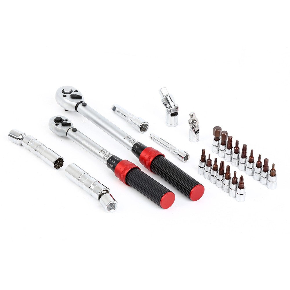 24PCS 1/4"& 3/8"dr. Torque Wrench with Accessories