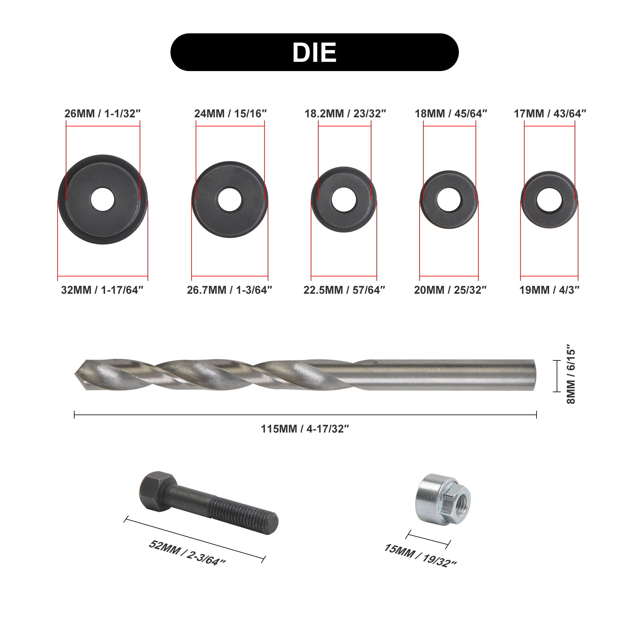 Parking Sensor Distance Control Hole Cutter Tool Set 17mm - 32mm
