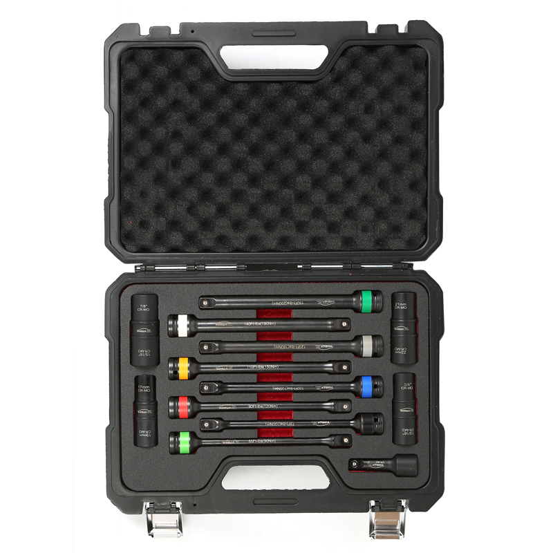 13pcs 1/2" Dr. Torque Limiting Extension Bar And Socket Set