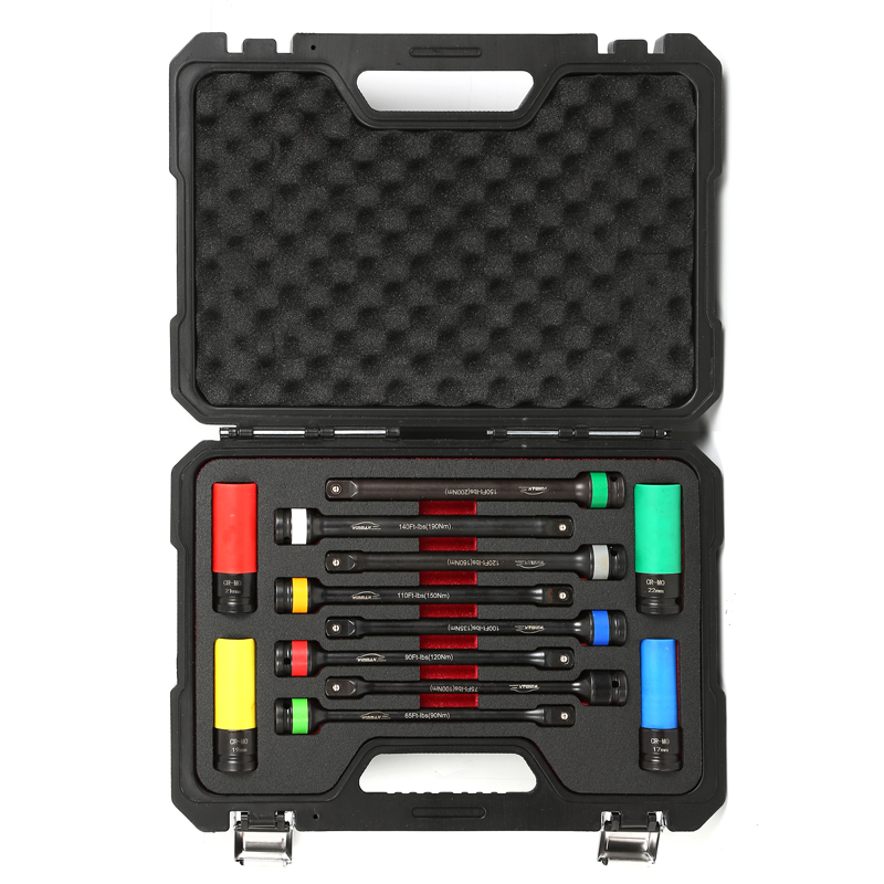 12pcs 1/2" Dr. Torque Limiting Extension Bar And Socket Set