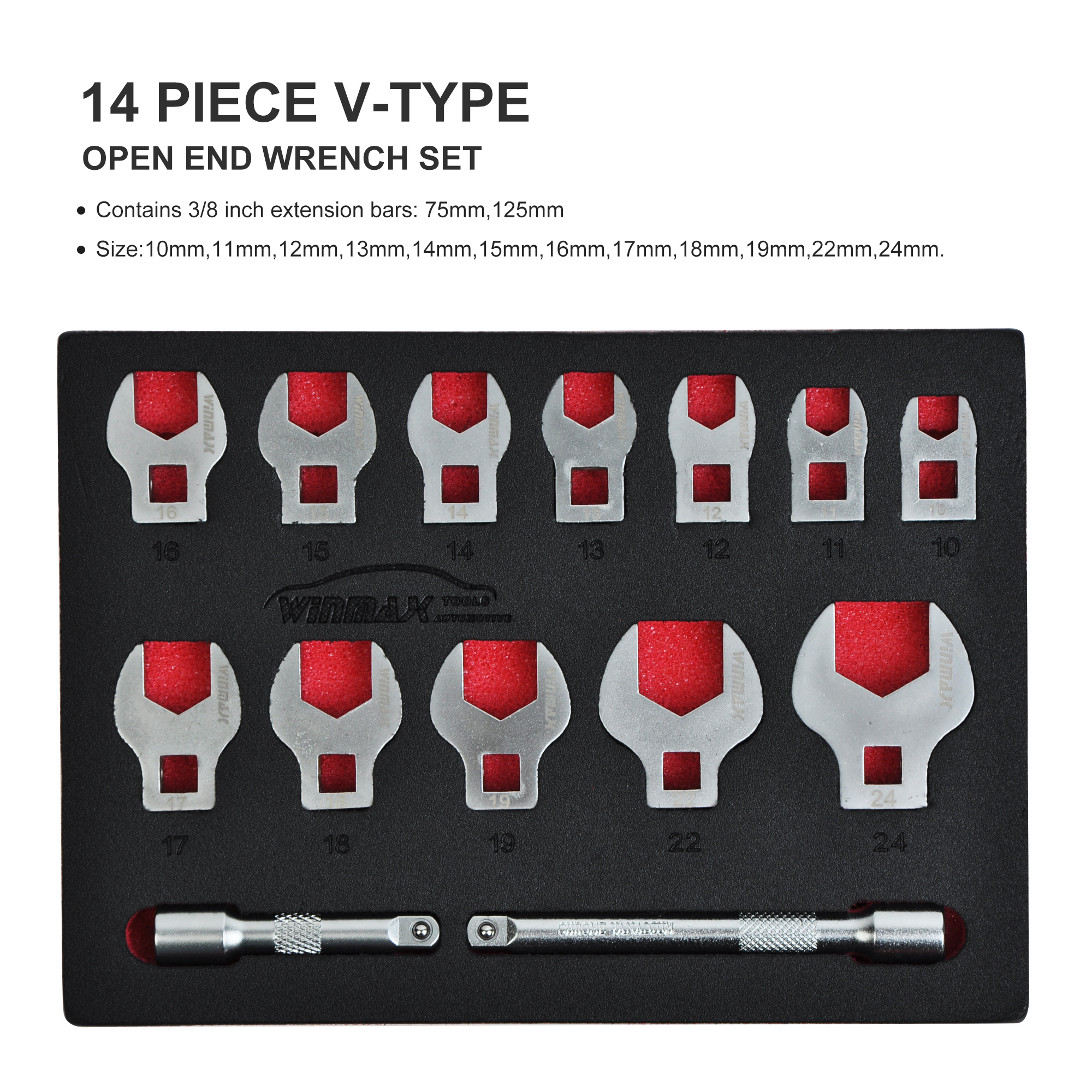 14件套V口牛角扳手头-公制