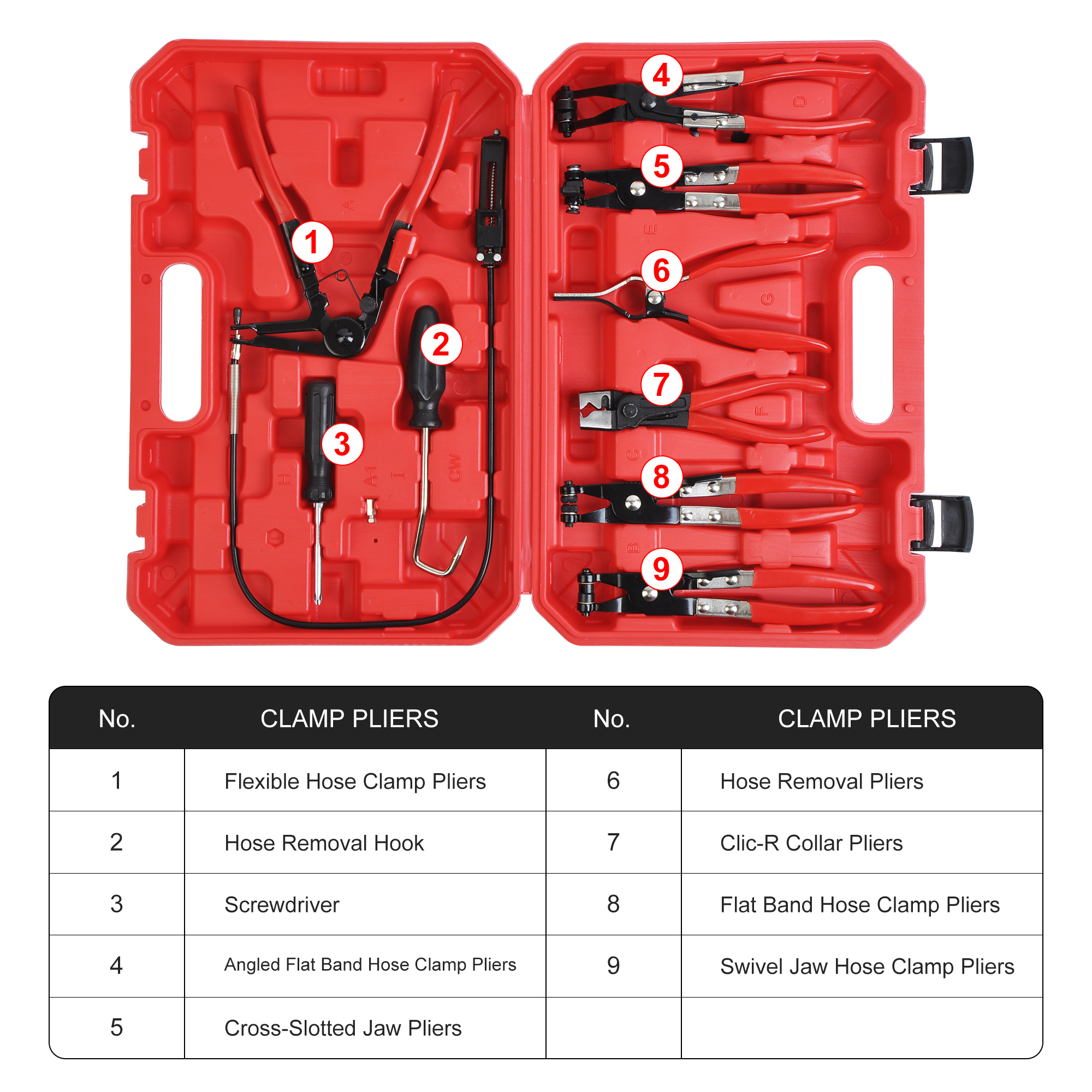 9PCS Hose Clamp Pliers Kit