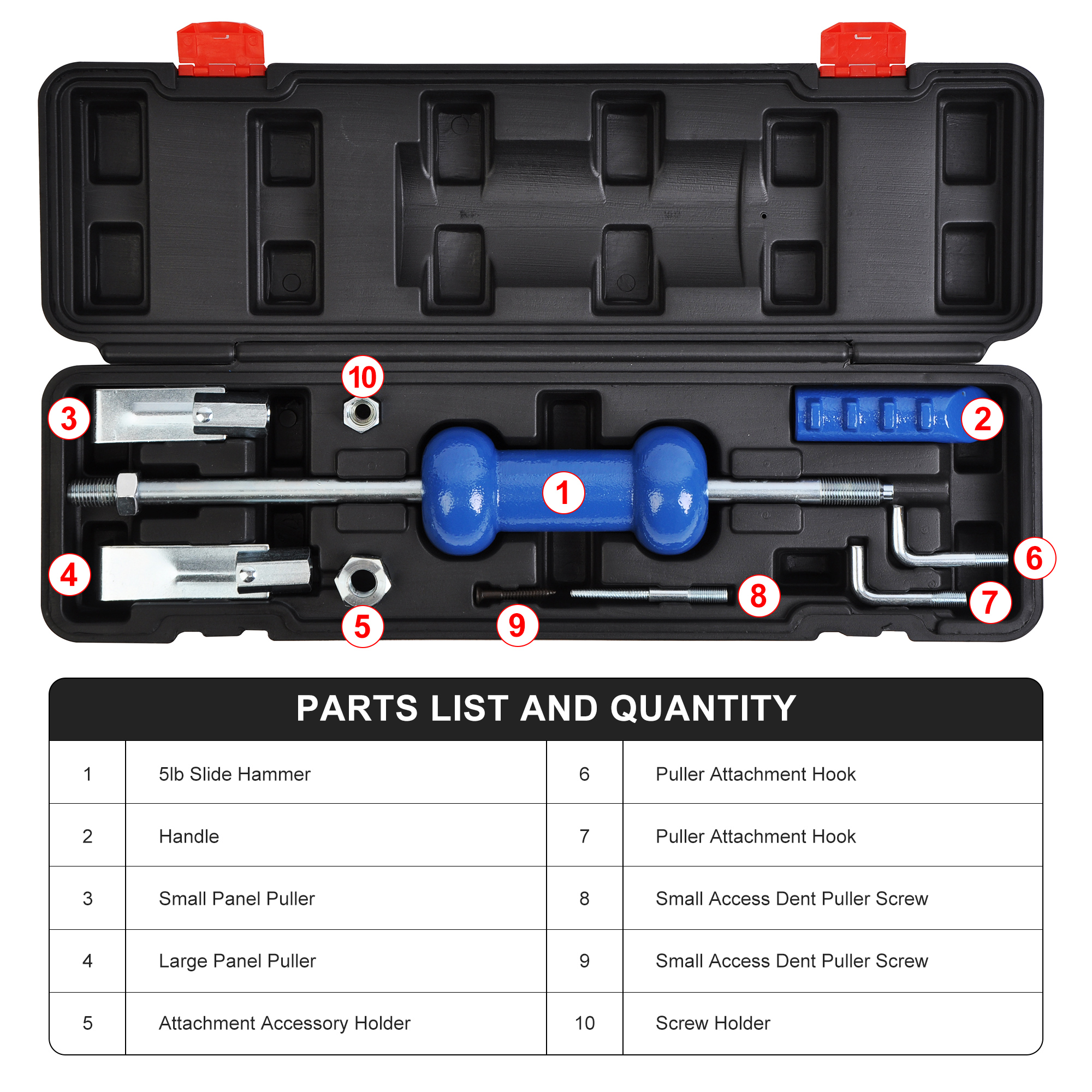 9PCS 5LBS Slide Hammer Dent Puller