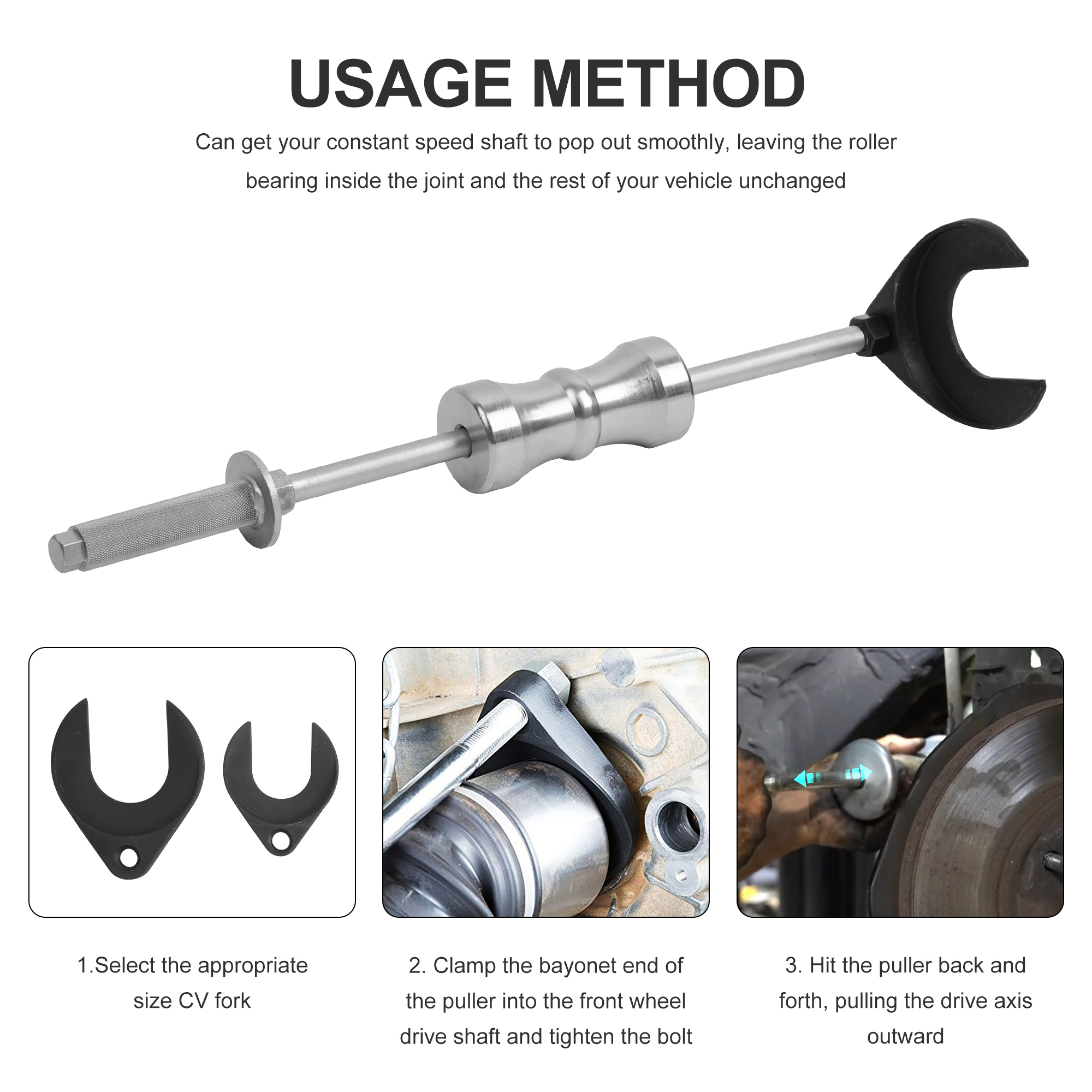 Inner CV Axle Removal Tool with Slide Hammer and CV Joint Puller Universal Set