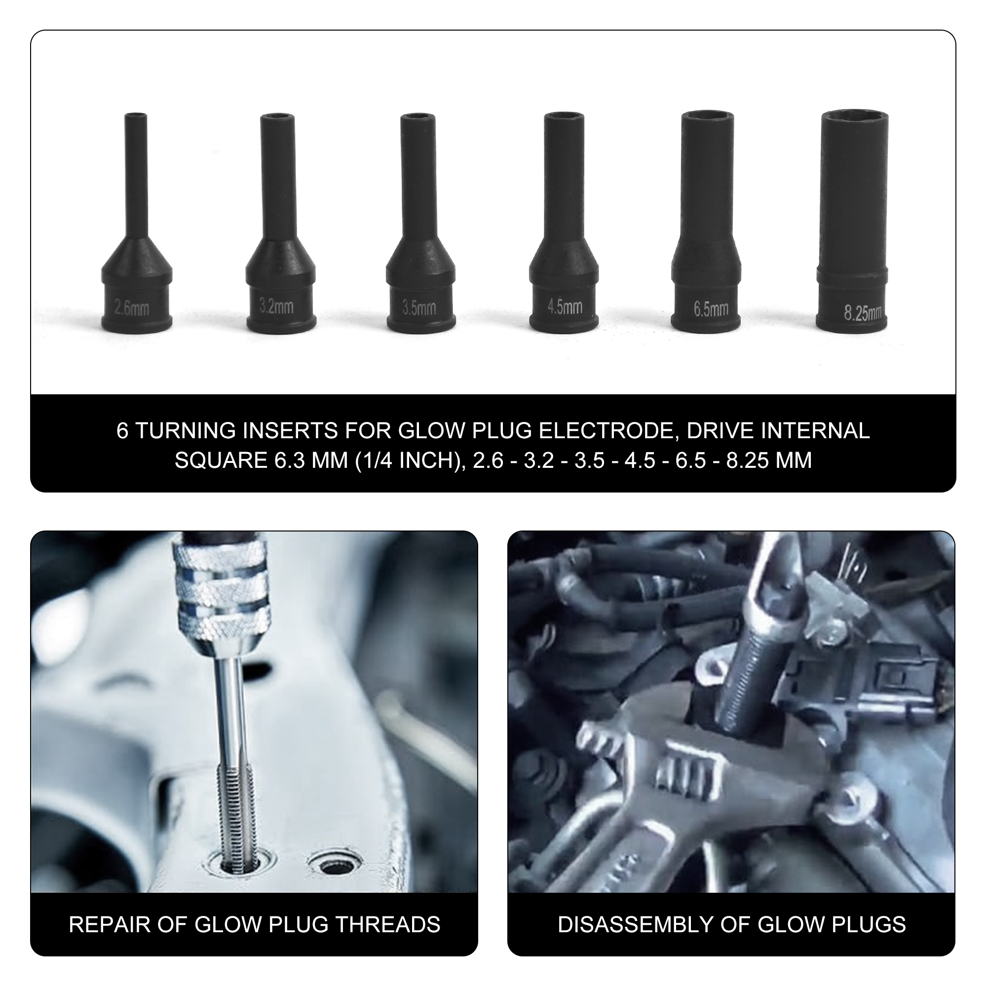 40PCS Glow Plug Tool and Thread Repair Kit M8, M10