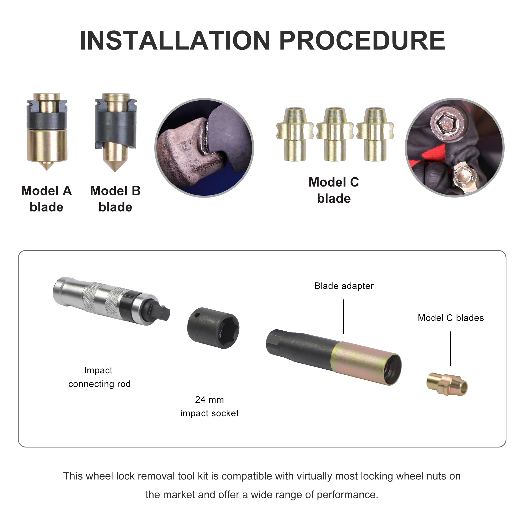 10PCS Wheel Nut Removal Set
