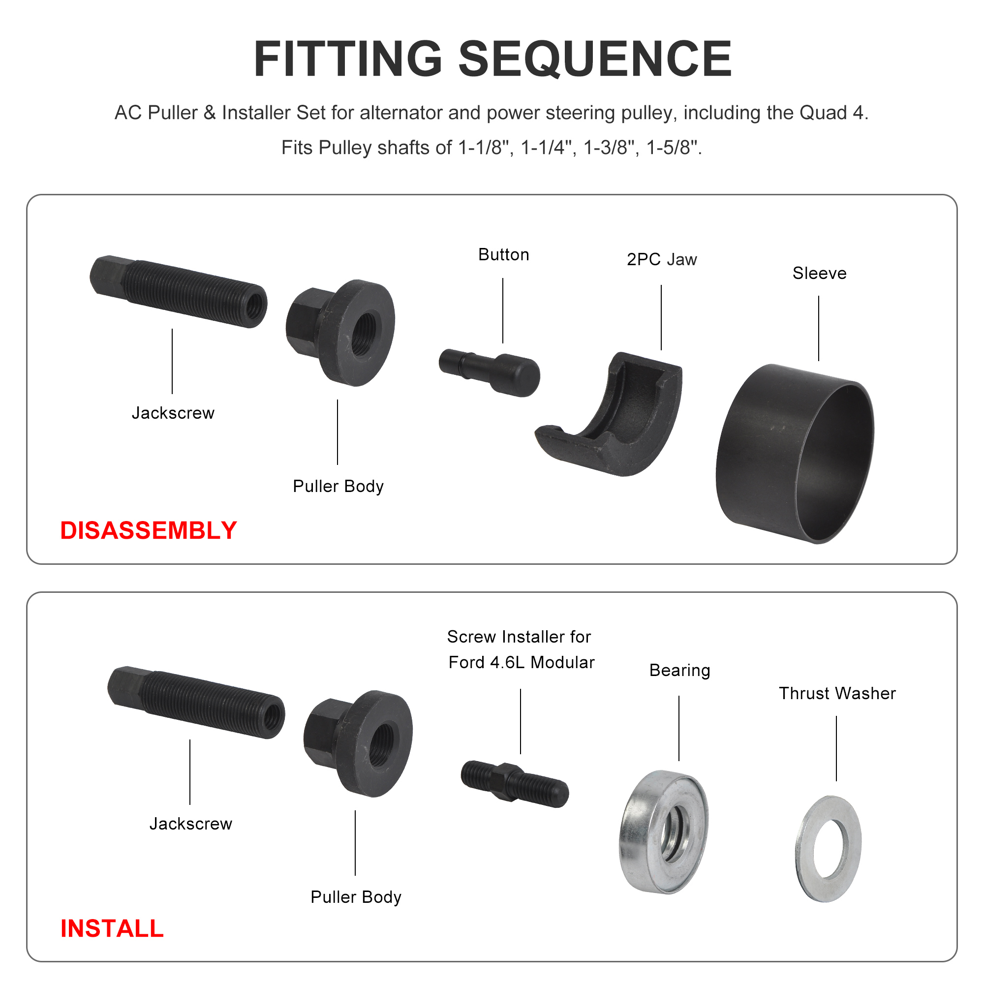 12PCS Pulley Puller and Installer Set