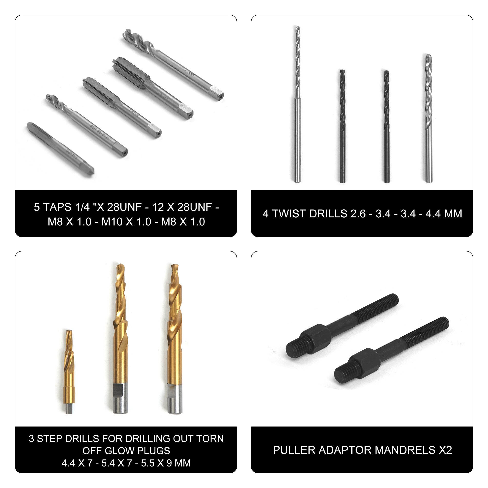 40PCS Glow Plug Tool and Thread Repair Kit M8, M10