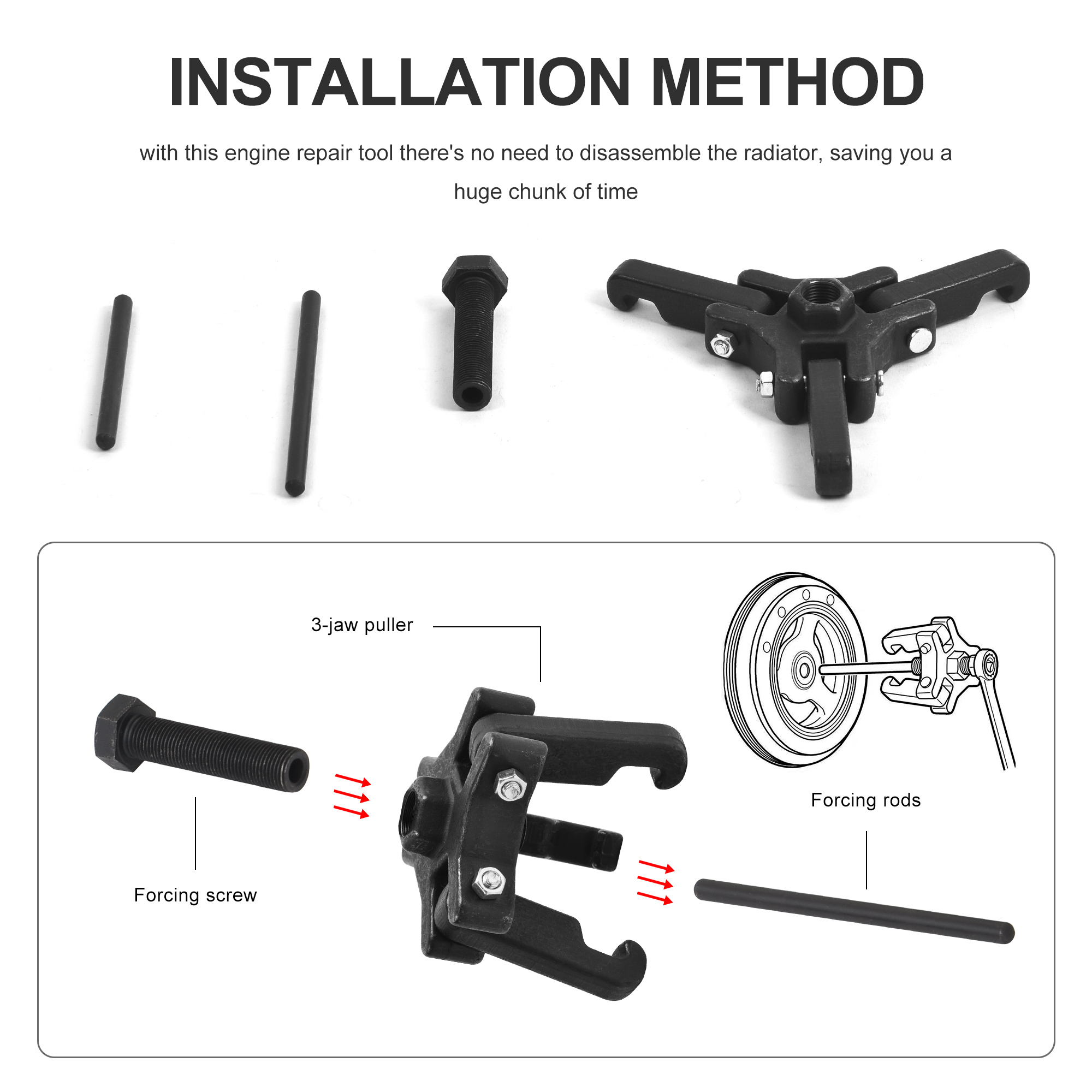 4PCS Professional Harmonic Balancer Puller Kit