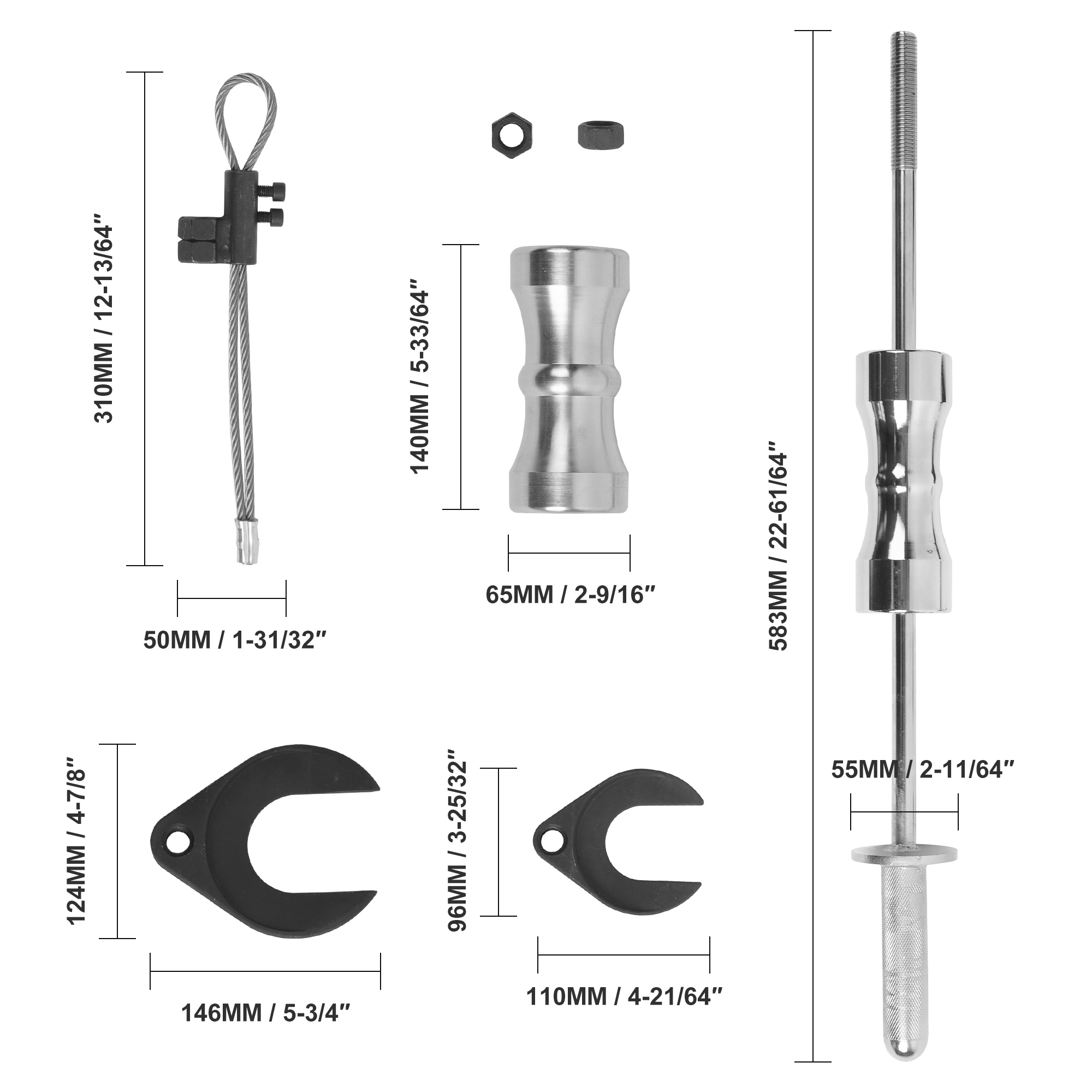 Inner CV Axle Removal Tool with Slide Hammer and CV Joint Puller Universal Set