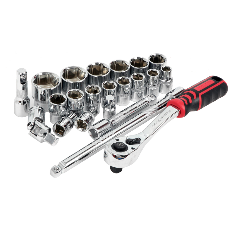 Socket Set with Tool Tray 1/2" Sq Drive 22pc