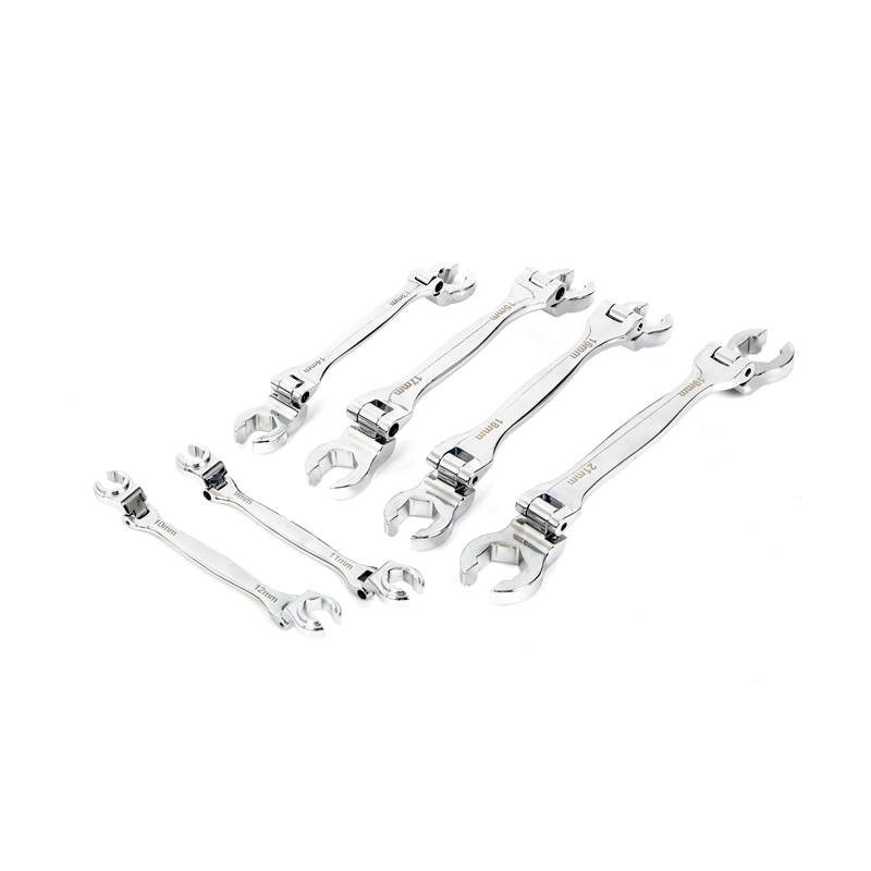 Double Ended Flexible Flare Nut Wrench Set with Tool Tray 6pcs