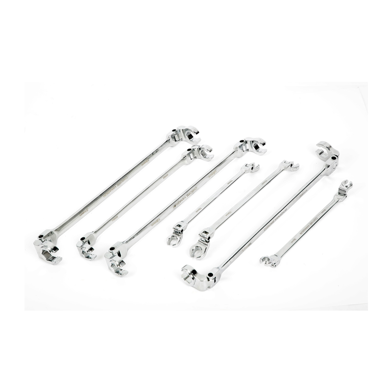 Extra Long Double Ended Flexible Flare Nut Wrench Set with Tool Tray 7pcs