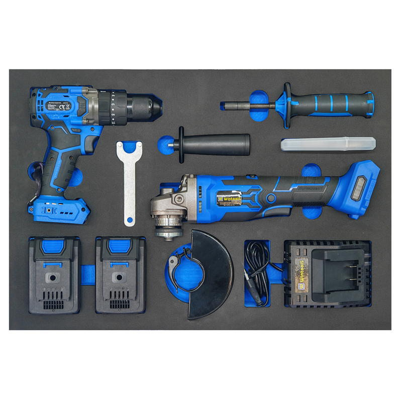 20V Brushless Power Tool EVA Set (Brushless Impact Drill +  Angle Grinder)