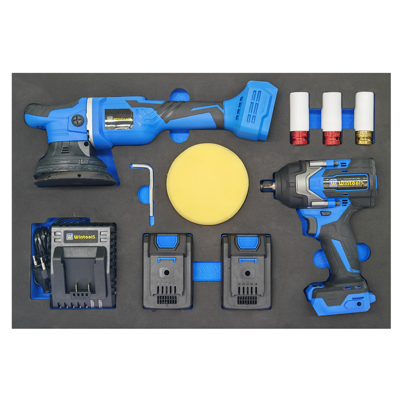 20V Brushless Power Tool EVA Set (Brushless Orbital Polisher + Impact Wrench)