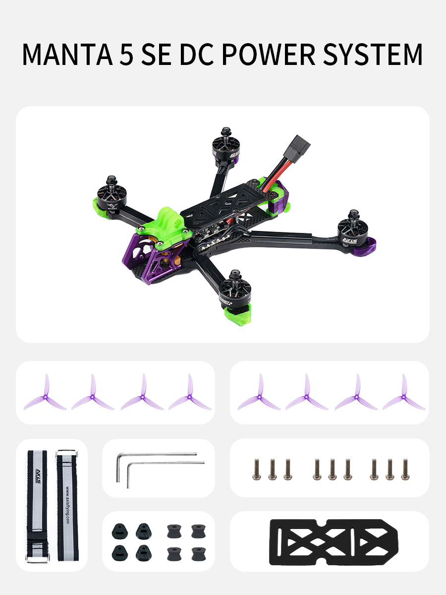 Axisflying MANTA5 SE DeadCat-DC DJI O4 Pro Air Unit Frame + Stack +Motor + Props kit