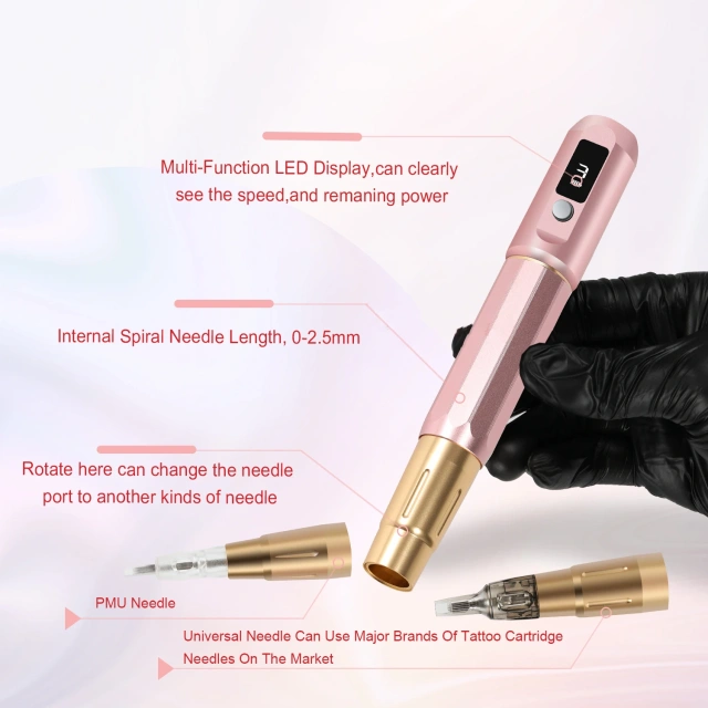 Digital Display Electric Tattoo Gun Battery Wireless Rotary Tattoo Machine Pen For Eyebrow Lip