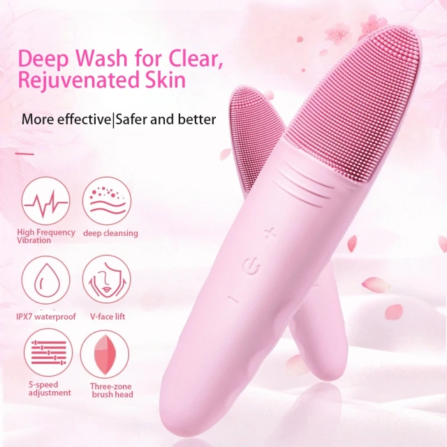 Portable Rechargeable Sonic Electric Face Brush Beauty Exfoliating Deep Clean Silicone Sonic Facial Cleansing Brush