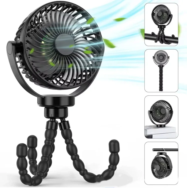 Wholesale Flexible Tripod Clip Fan Rechargeable Lash Dryer Mini Usb Octopus Baby Stroller Fan With Ceiling