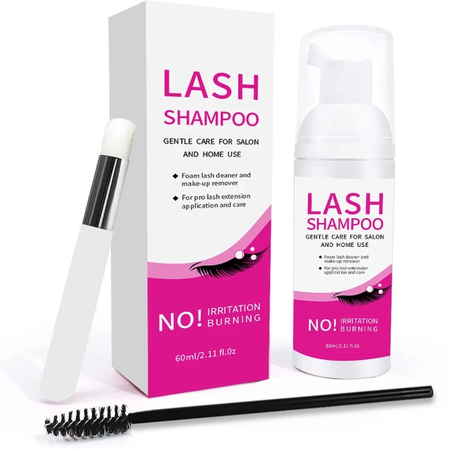 Wholesale 60ml Lash Shampoo Kit White Lashshampoo Bottle Set With Eyelash Shampoo