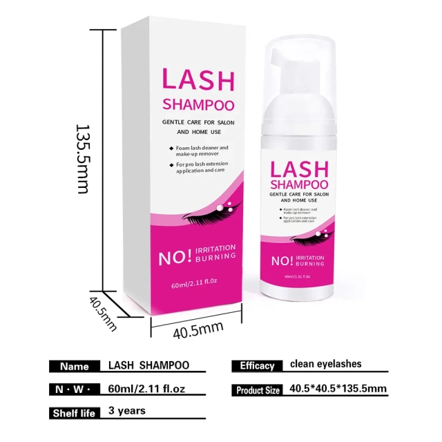 Wholesale 60ml Lash Shampoo Kit White Lashshampoo Bottle Set With Eyelash Shampoo