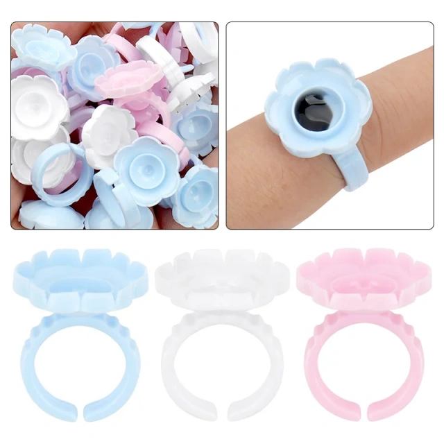 100Pcs/Bag Disposable Eyelash Extension Glue Ring Cup Tattoo Pigment Holder Container Lash Tools Accessories Supplier