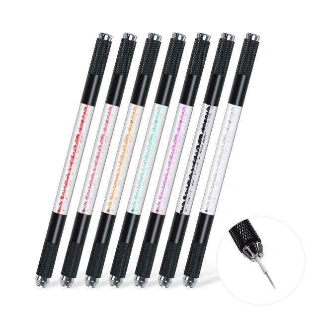 Wholesale 7 Color Crystal Transparent Microblading Pen Double Sided Manual Pen Nanual Tattoo Eyebrow Pen For Permanent Makeup