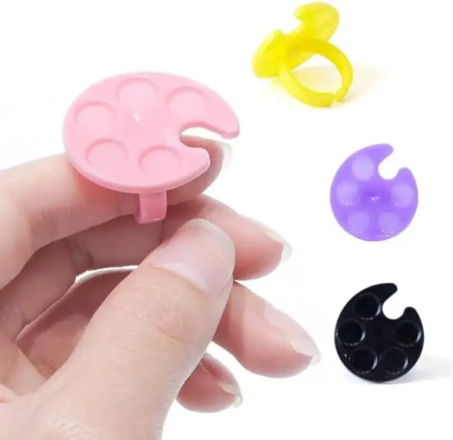 Hot Selling 7 Colors Nail Art Ring Palette Nail Beauty Polish Palette Finger  Ring Plastic Painting Nail Tools