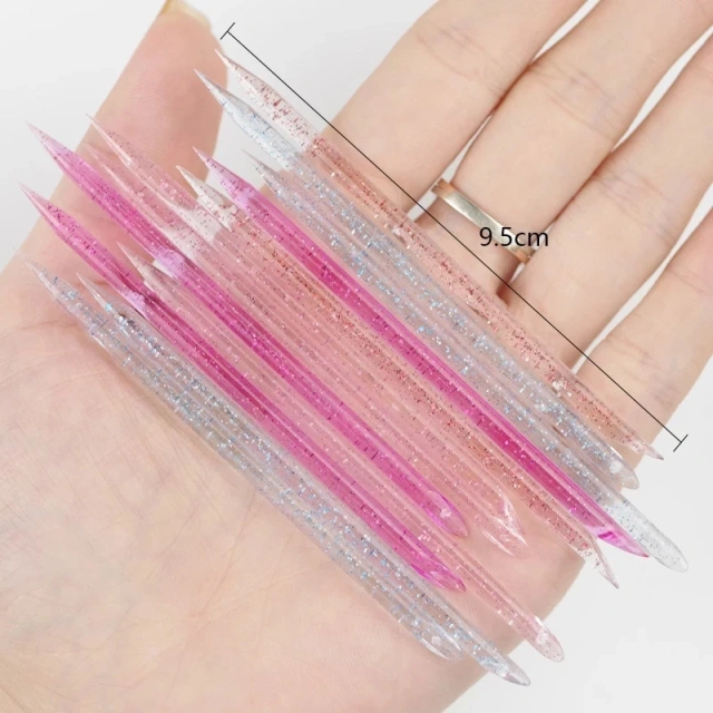 100pcs Nail Cuticle Pusher Crystal Double End Reusable Manicures Cuticle Remover Stick For Nail Art Clean Care Tool
