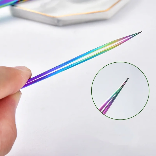 Eyelash Extension Tweezers Curved Tip False Lash Tweezers Stainless Steel Rainbow Tweezers for Individual