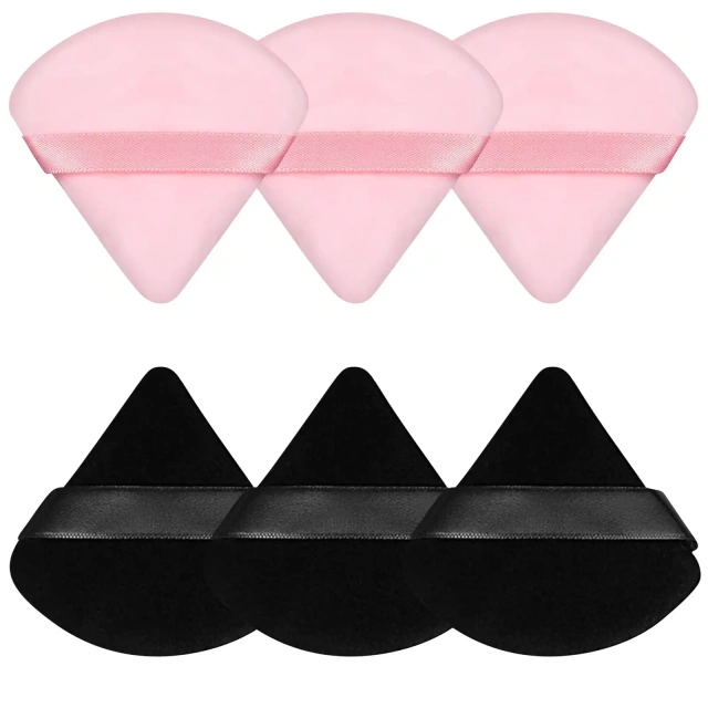Triangular Velvet Setting Dry Powder Applicator Super Soft Double Sided Cushion Short Pile Flocking Powder Puff Makeup Sponge
