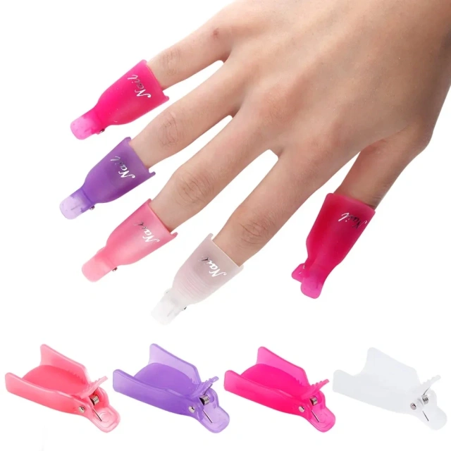 10 Pcs Nail Polish Remover Clips Reusable Soak Off Gel Plastic Nail Art Soak Off Clip Caps UV Gel Polish