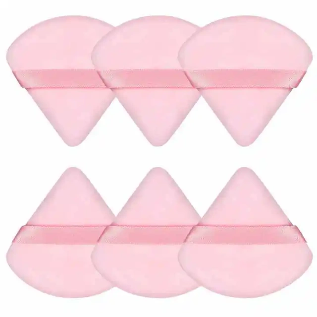 Triangular Velvet Setting Dry Powder Applicator Super Soft Double Sided Cushion Short Pile Flocking Powder Puff Makeup Sponge