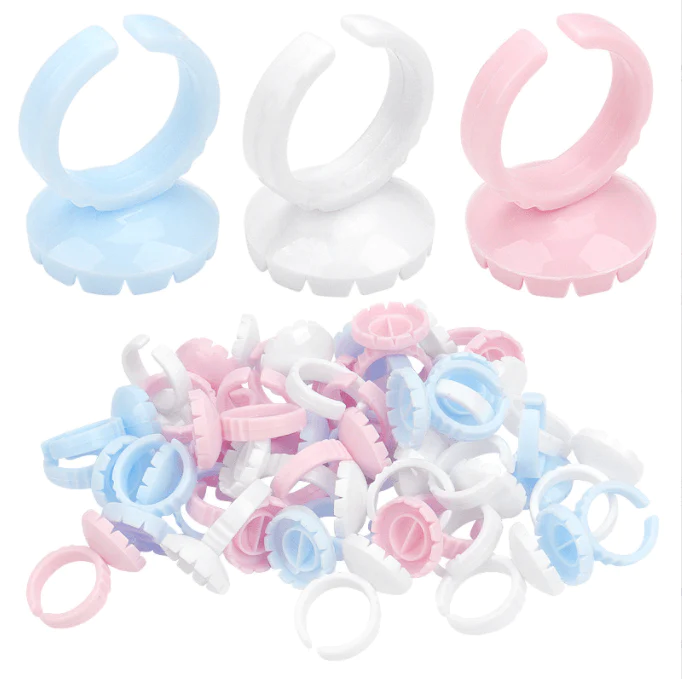 100 Pcs Smart Glue Ring Holder Blooming Shaped Glue Cup Accessories
