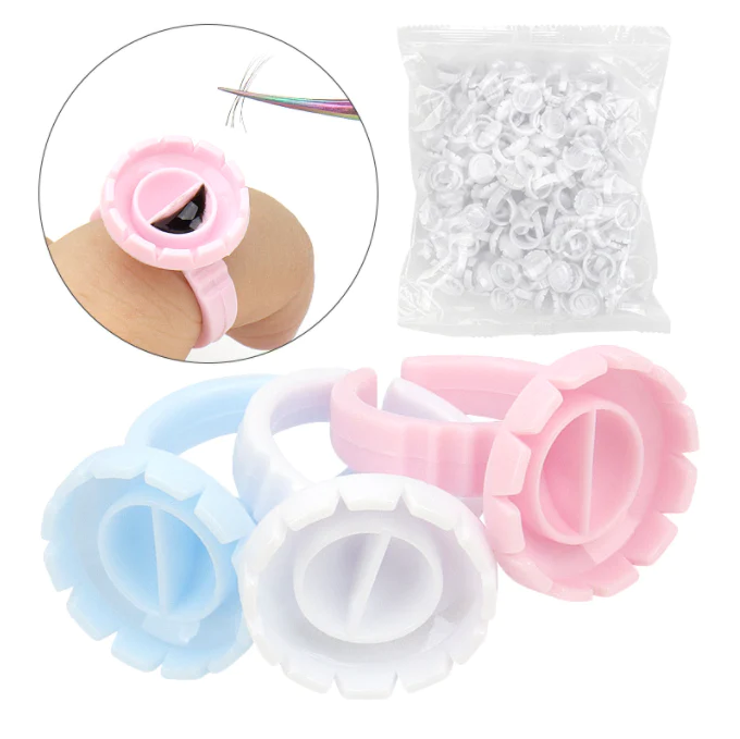 100 Pcs Smart Glue Ring Holder Blooming Shaped Glue Cup Accessories