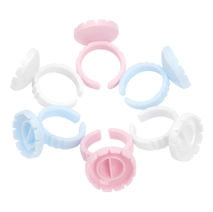 100 Pcs Smart Glue Ring Holder Blooming Shaped Glue Cup Accessories
