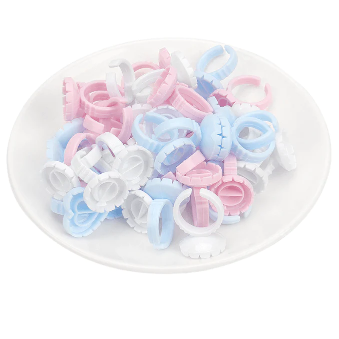 100 Pcs Smart Glue Ring Holder Blooming Shaped Glue Cup Accessories