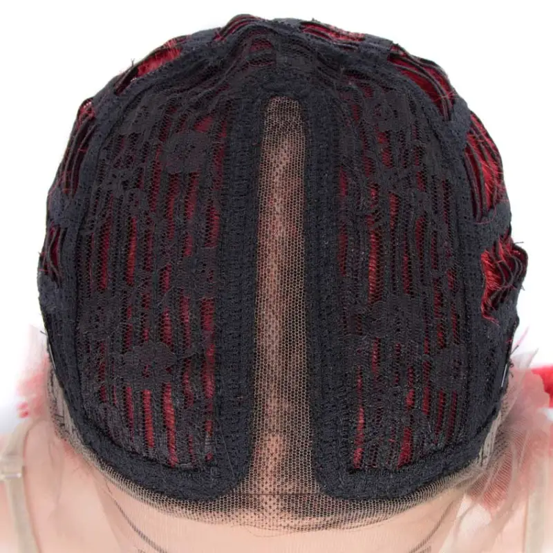 Superbar Red Straight Wig 12 Inch Bob WigsPart Lace Human Hair
