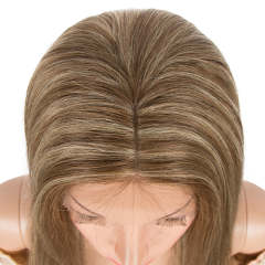 Superbar Human Hair Lace Calp Wigs Wigswith Natural Lace Hairline Straight Wig with Baby HairPiano Brown Blonde Color