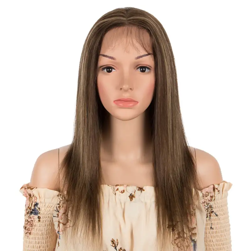 Superbar Human Hair Lace Calp Wigs Wigswith Natural Lace Hairline Straight Wig with Baby HairPiano Brown Color
