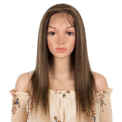 Superbar Human Hair Lace Calp Wigs Wigswith Natural Lace Hairline Straight Wig with Baby HairPiano Brown Color