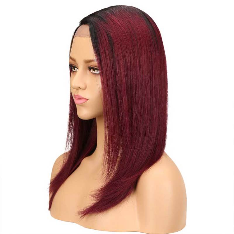 Superbar Straight Lace Wig 18 Inch Side PartHuman Hair TT1B/99J Ombre Wig